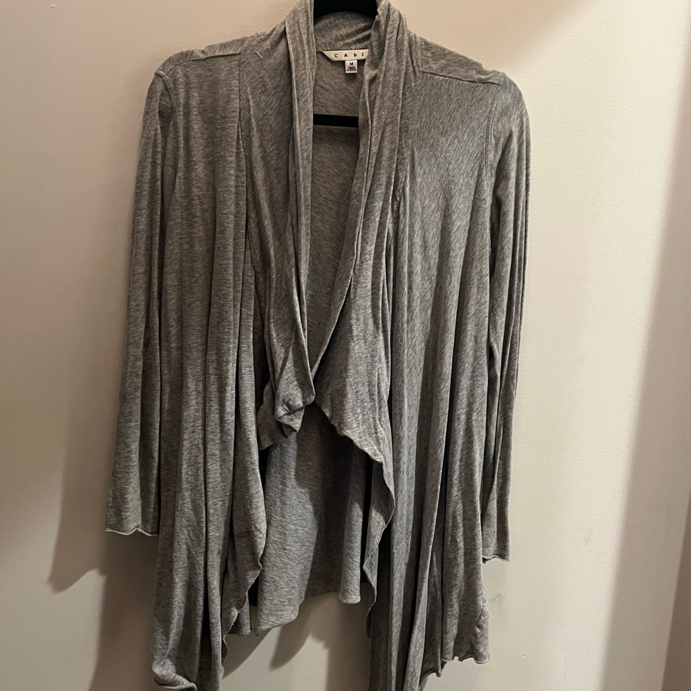 CAbi Gray Cape with Draped Collar